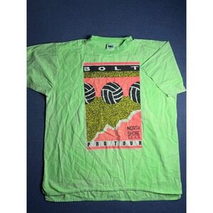 Vintage Lightning Bolt North Shore Oahu Pro Tour T-Shirt Neon Green XL USA Made